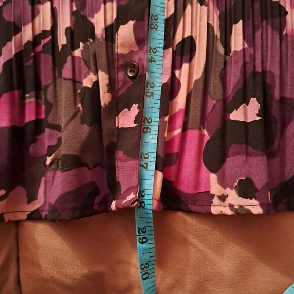 Fred David Blouse Women's XL Purple Floral Wrinkled Stretch Office Career Y2K - Picture 9 of 9